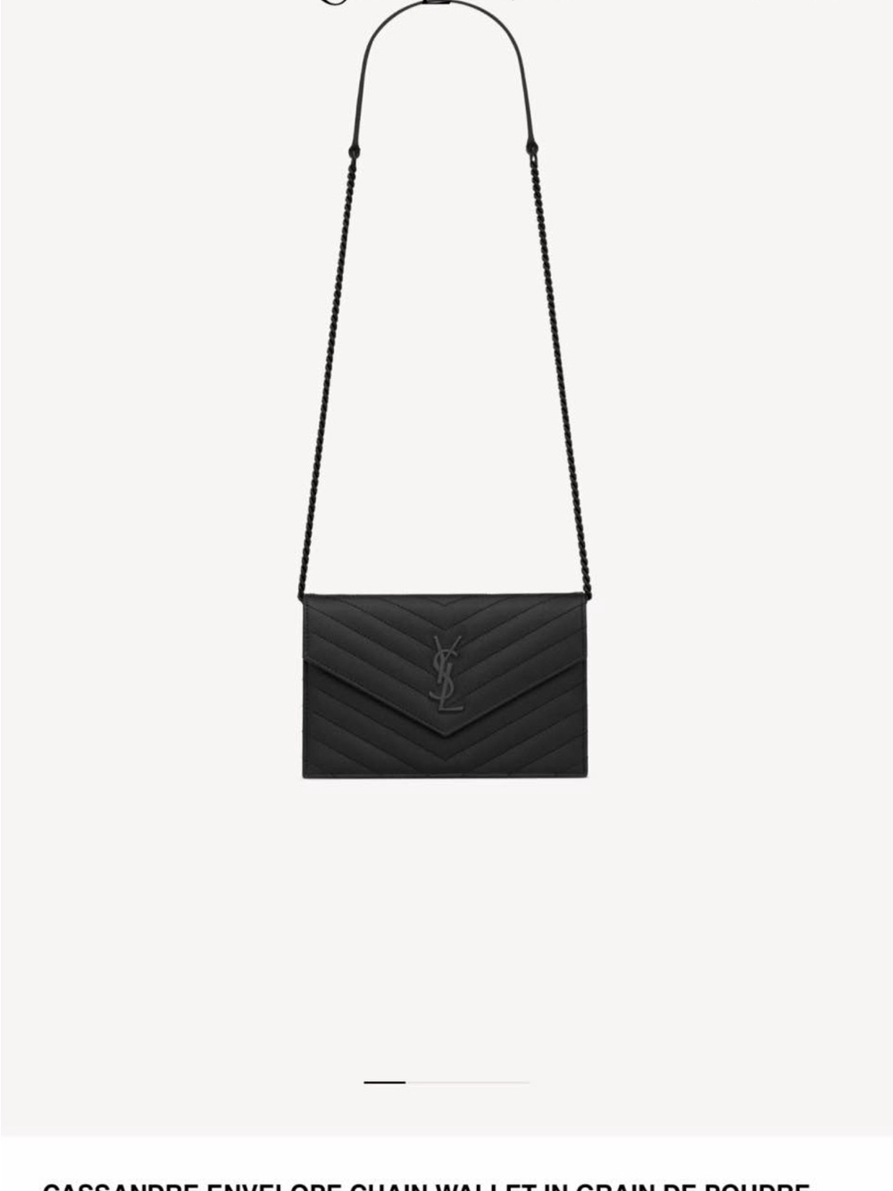 Saint Laurent Black Quilted Envelope Chain Wallet Crossbody